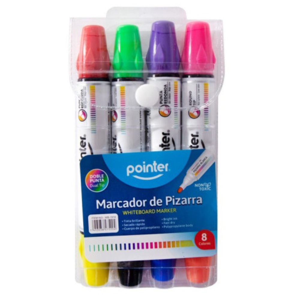 MARCADOR BORRABLE POINTER  DOBLE PUNTA X 4 (WB-1918)