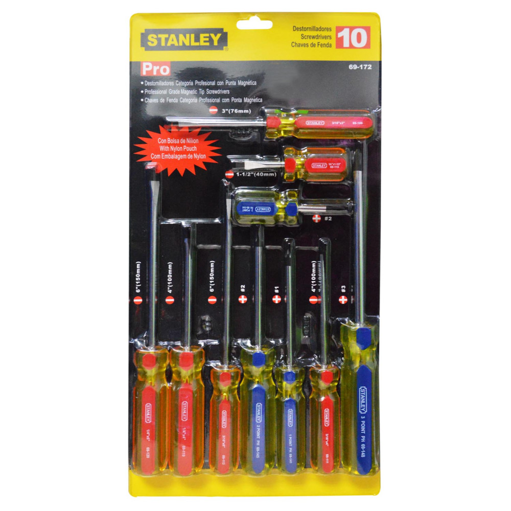 DESTORNILLADOR STANLEY PRO X 10 (JUEGO) (69-172)