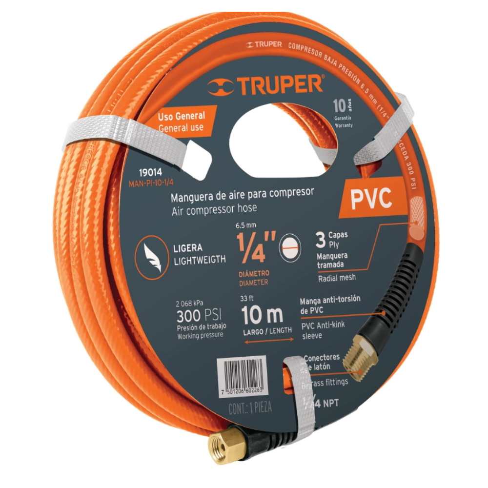 MANGUERA DE PVC 1/4 PARA COMPRESOR X 10MTS
