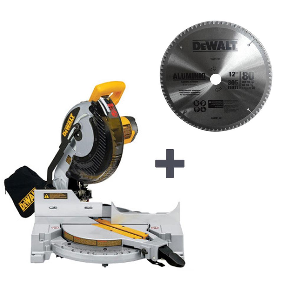 SIERRA ACOLILLADORA (INGLETEADORA) DEWALT 12" 15 AMPS (DW715-B3A) + DISCO ALUMINIO DEWALT 12 X