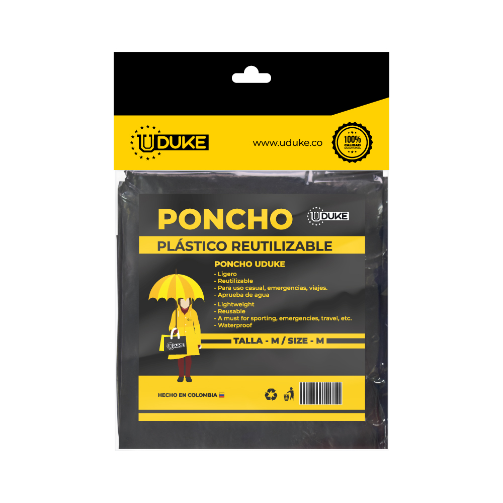 PONCHO IMPERMEABLE PARA LLUVIA PLASTICO NIÑO 10-14 AÑOS UDUKE