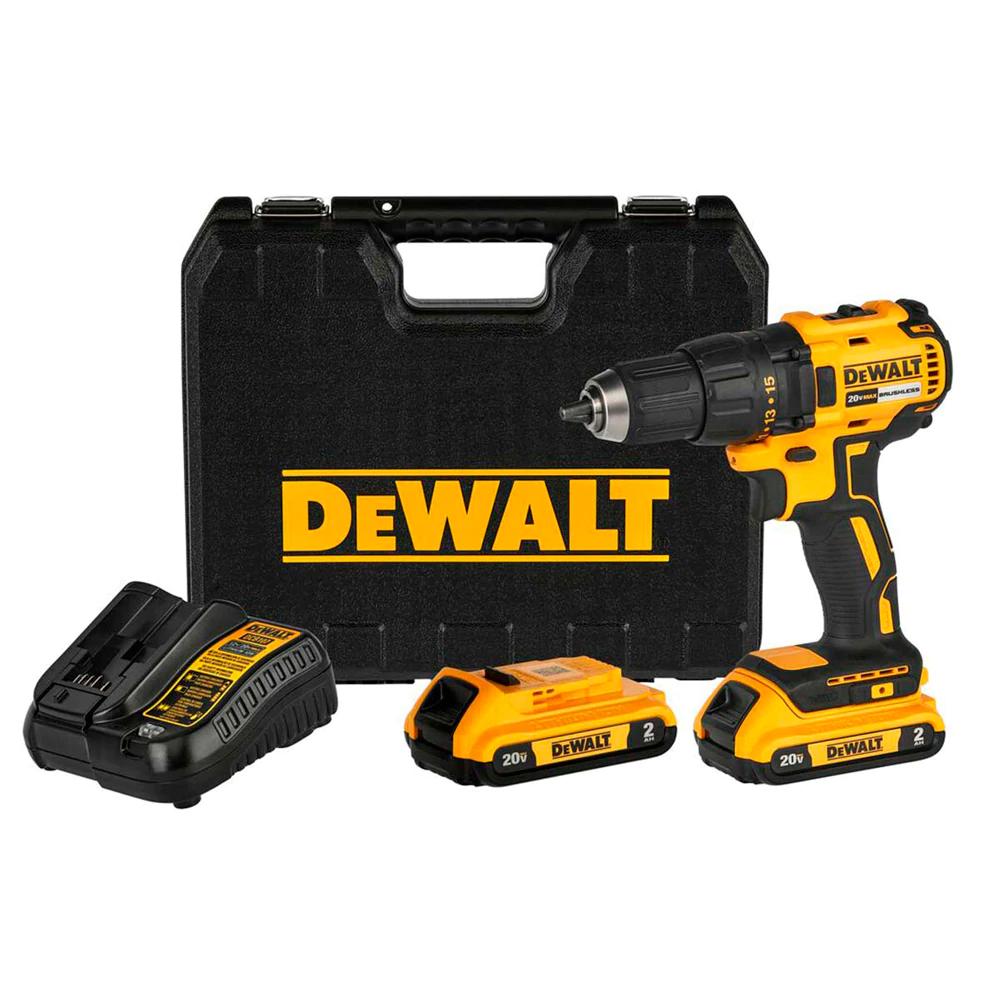 TALADRO ATORNILLADOR RECARGABLE PERCUTOR 1/2 20V SIN ESCOBILLAS DEWALT