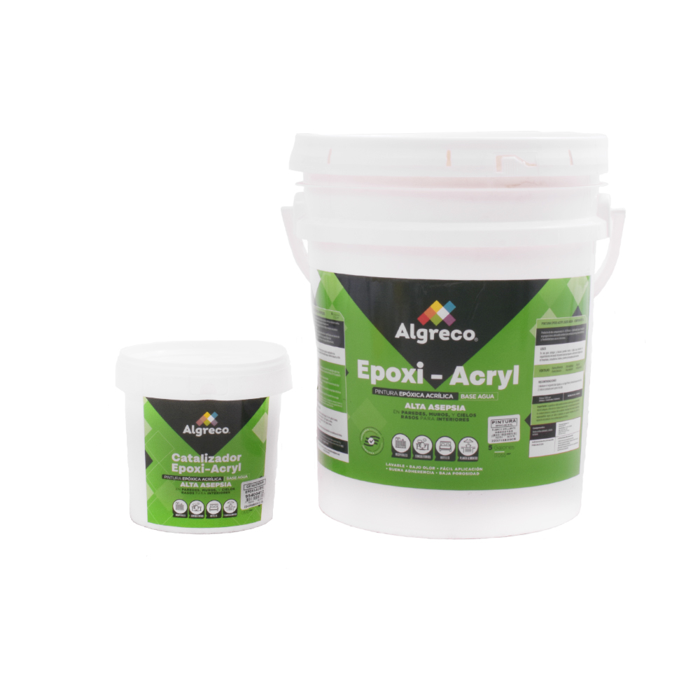 KIT PINTURA EPOXICA EPOXI ACRYL BASE AGUA BLANCO BRILLANTE CUÑETE (98600105) (ALGRECO)