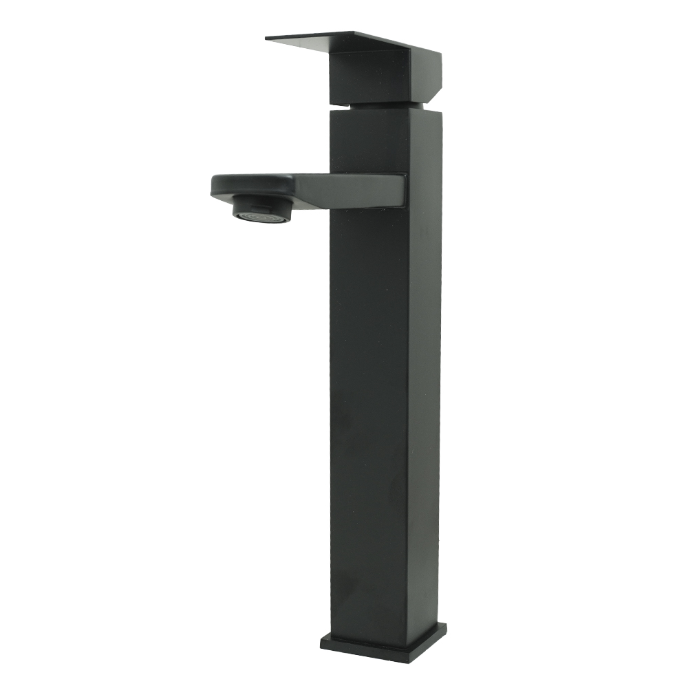 LLAVE LAVAMANOS MONOCONTROL ACERO INOXIDABLE  CUADRADA NEGRAALTA 30CM UDUKE (HT2031)