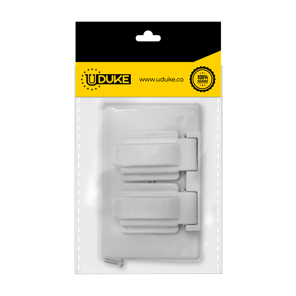 TAPA PLASTICA PARA TOMA DOBLE GRIS INTEMPERIE PQT X 1 UDUKE