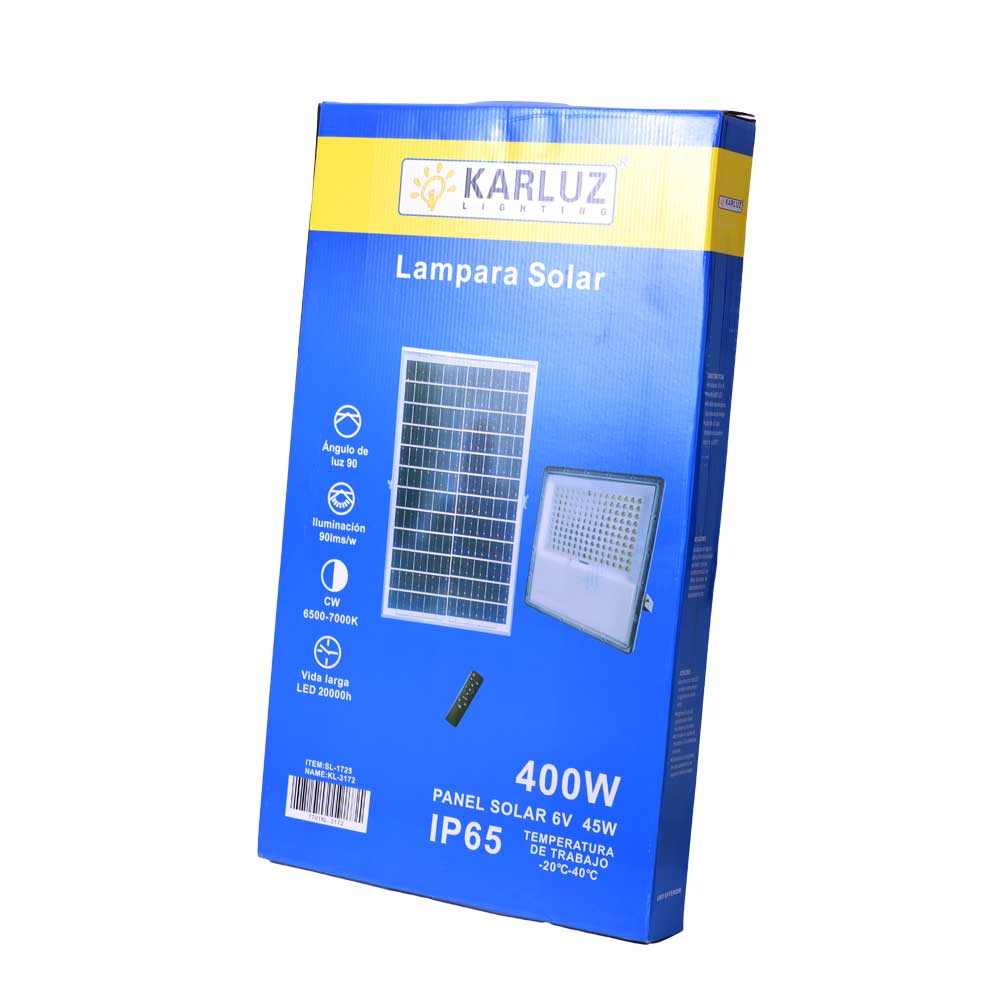 REFLECTOR LED PRO 400W 3.2V LUZ DIA + PANEL SOLAR (IP65) (6500K)(KL-3172)