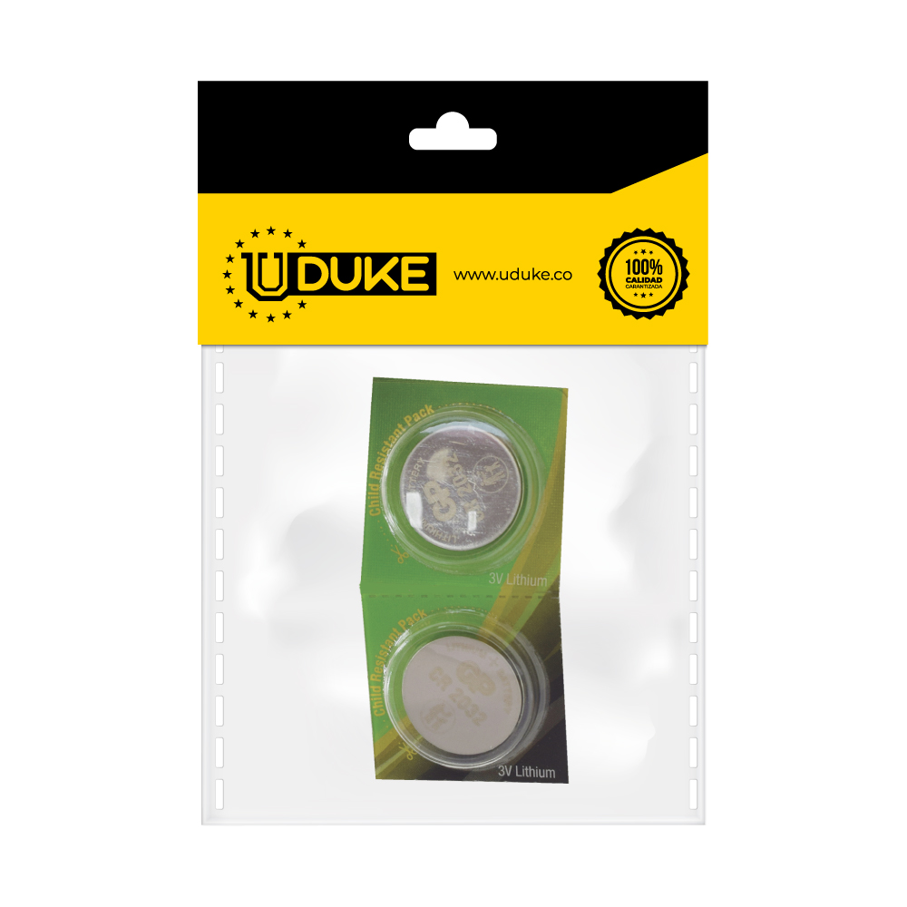 PILA MONEDA GP LITHIUM CR2032 3V 220 MAH (GPCR2032-C5)PQT X 2 UNDS UDUKE