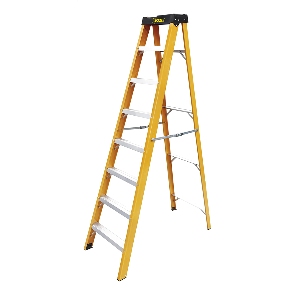 ESCALERA TIJERA 7 PELDAÑOS EN FIBRA DE VIDRIOCAP 150 KILOS USO INDUSTRIAL UDUKE CON PLATAFORMA  (HT3184)