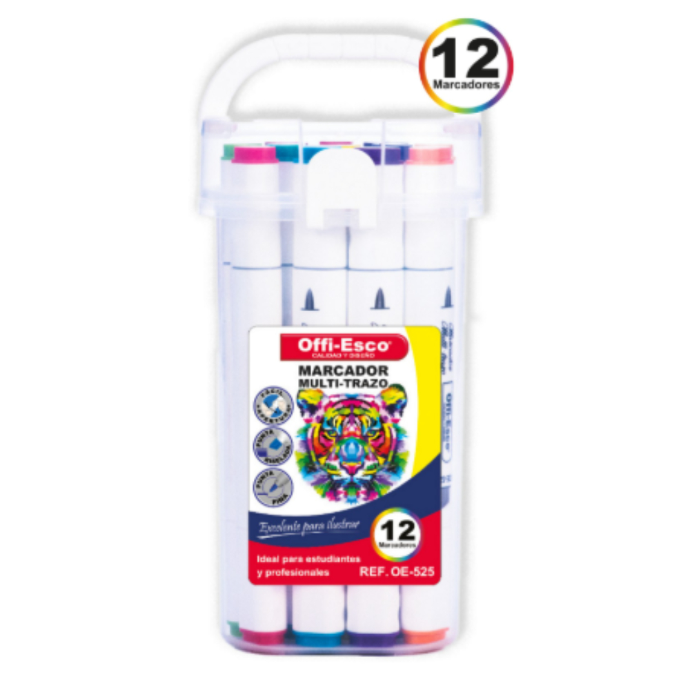 MARCADOR MULTITRA x12 OFIESCO OE-525 DOBLE PUNTA (OE-525X12)