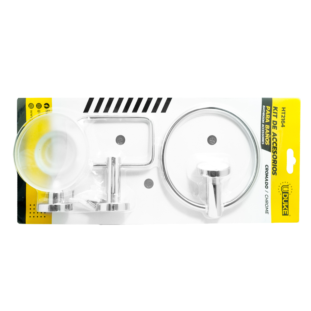 KIT ACCESORIOS PARA BAÑO X 3 PIEZAS CROMADO UDUKE  (HT2164)