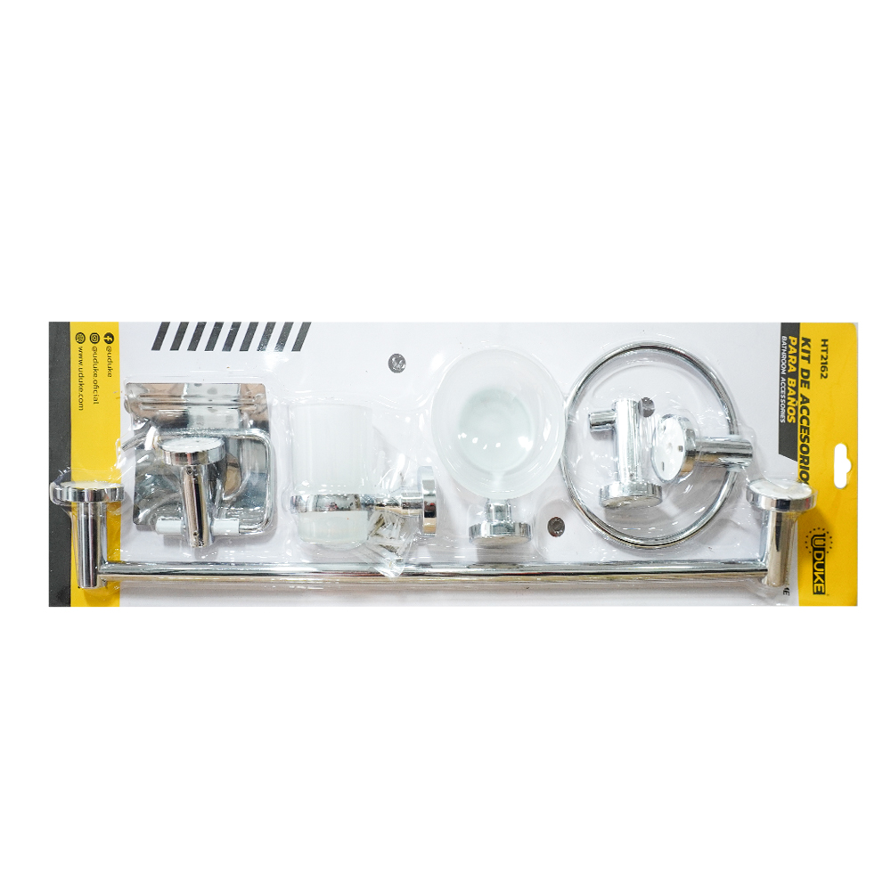 KIT ACCESORIOS PARA BAÑO X 6 PIEZAS CROMADO UDUKE  (HT2162)