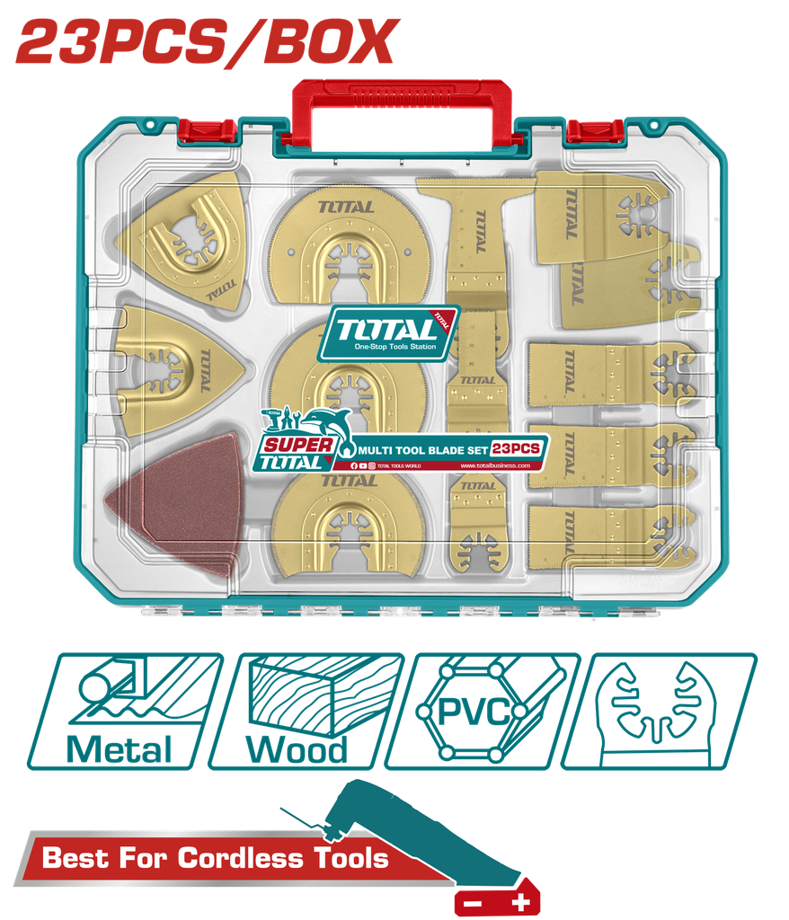 ACCESORIOS X 23 PIEZAS PARA MULTIHERRAMIENTA INDUSTRIAL SUPER TOTAL (TAKTMT2301)