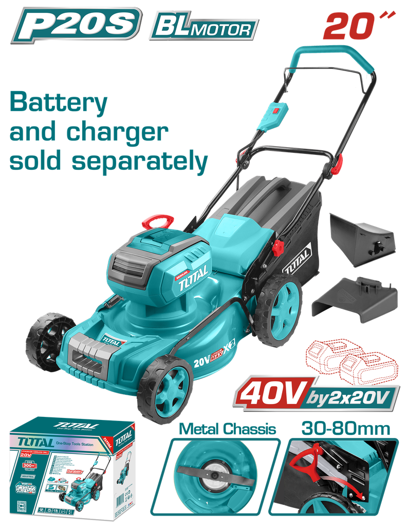 CORTADORA DE CESPED 20" 40V BATERIA Y CARGADOR NO INCLUIDO  INDUSTRIAL SUPER  TOTAL (TLMLI4020)