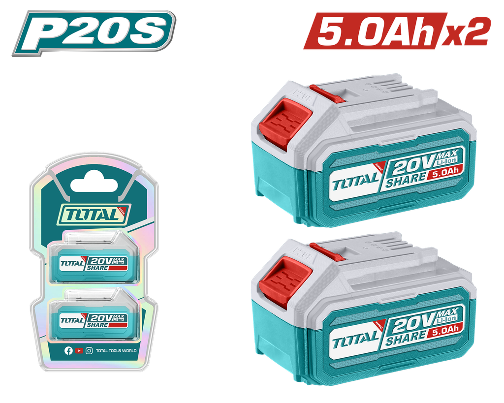KIT DE BATERIA X2 PZS 20V 5,0AH INDUSTRIAL ION LITHIUM  INDUSTRIAL SUPER TOTAL (TOSLI240464)