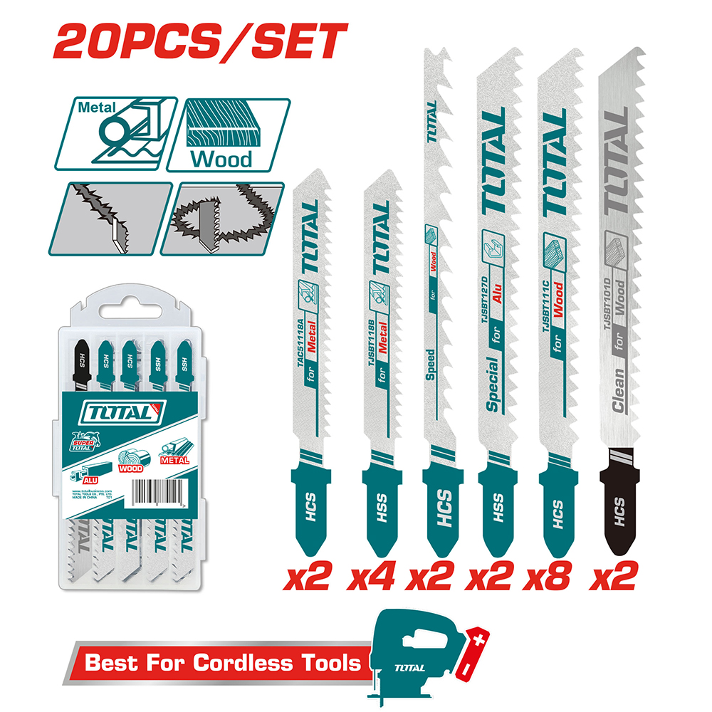 SET DE SEGUETA SIERRA SABLE  X20PCS PARA MADERA Y METALES SUPER TOTAL (TAC2001)