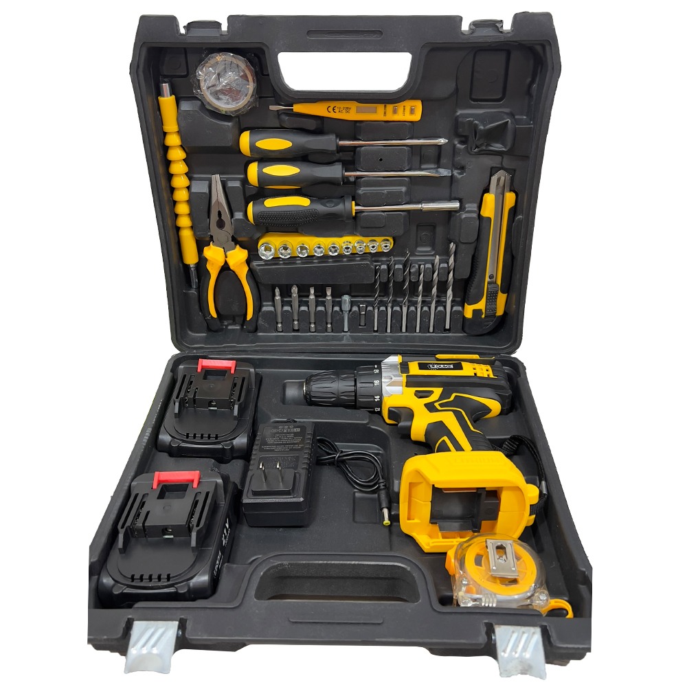 TALADRO ATORNILLADOR INALAMBRICO 21V INCLUYE 2 BATERIAS, CARGADOR Y 48 PZS UDUKE (HT3388)