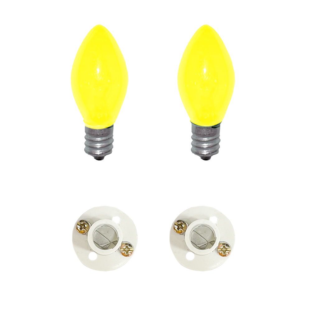 BOMBILLO CANDELABRO SENCILLO AMARILLO+SOKET CANDELABRO PASTA PAQ X 2 DUKE