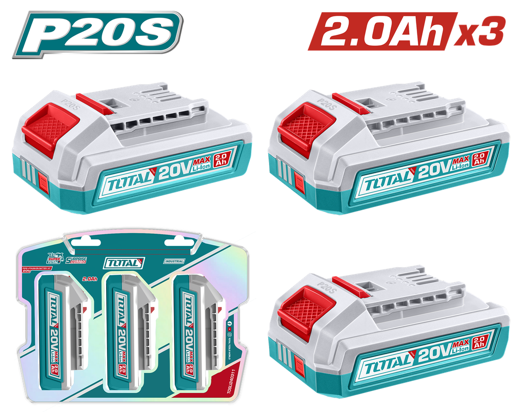 KIT DE 3 BATERIAS 20V 2,0AH INDUSTRIAL SUPER TOTAL (TOSLI240311)