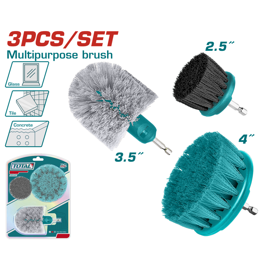 SET DE CEPILLO PARA TALADRO JUEGO X 3 PCZ INDUSTRIAL SUPER TOTAL (TACB0301)