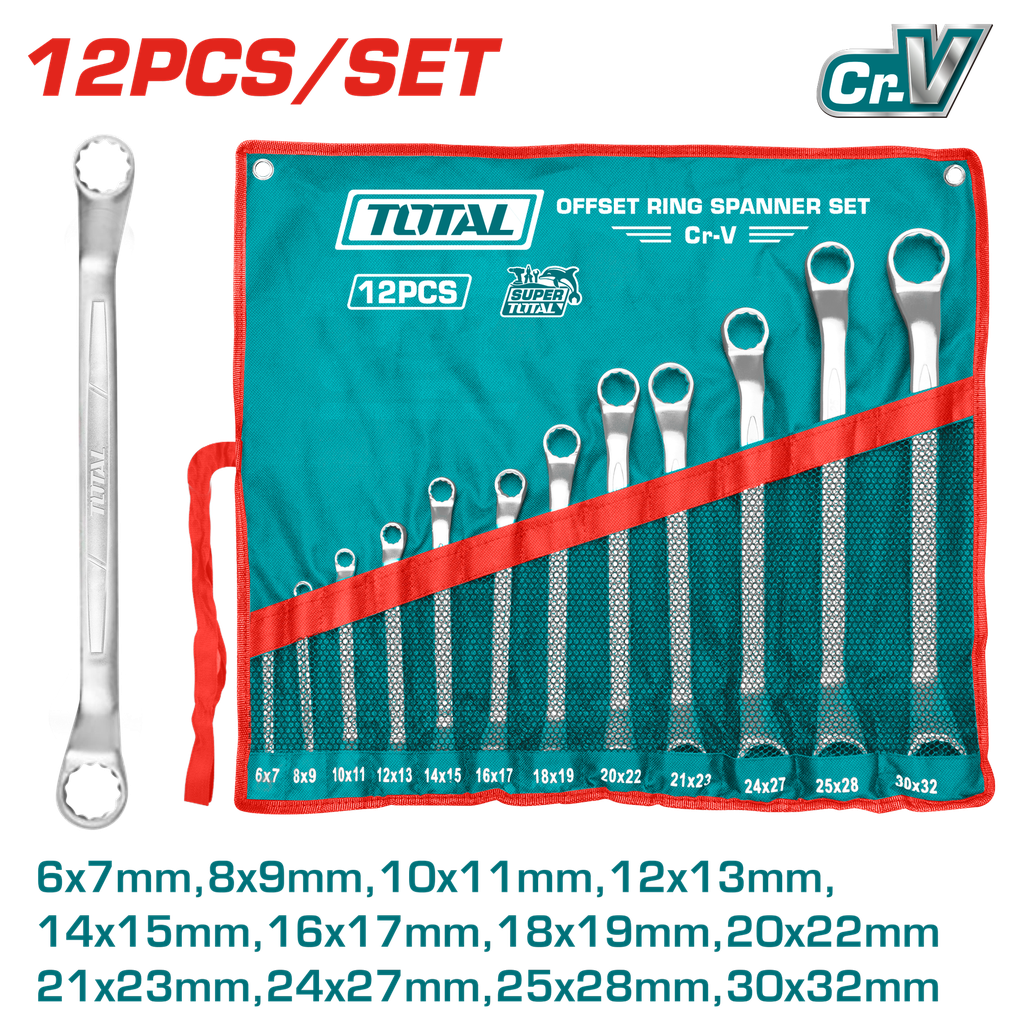 LLAVE CORONA 6-32MM JUEGO X 12 PCZ INDUSTRIAL SUPER TOTAL (THT1024121)