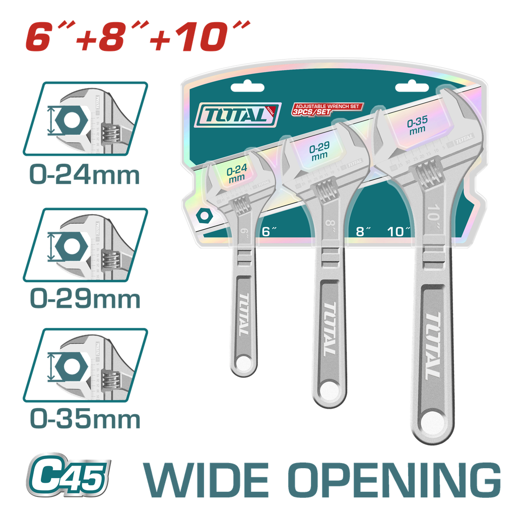 JUEGO DE LLAVE PESTON 6"/8"/9" SUPER TOTAL (THTK1013)