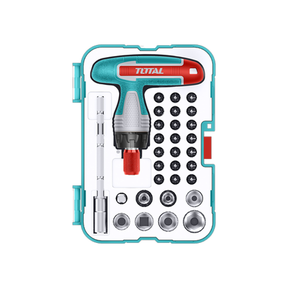 JUEGO DE DESTORNILLADORES PUNTAS INTERCAMBIABLES X 31 PZS SUPER TOTAL (TACSD30316)
