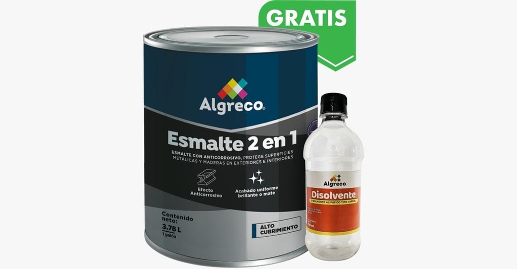 ESMALTE RAPIDO 2 EN 1 BLANCO GALON (92300120 (ALGRECO) BONIFICADO DISOLVENTE GRATIS