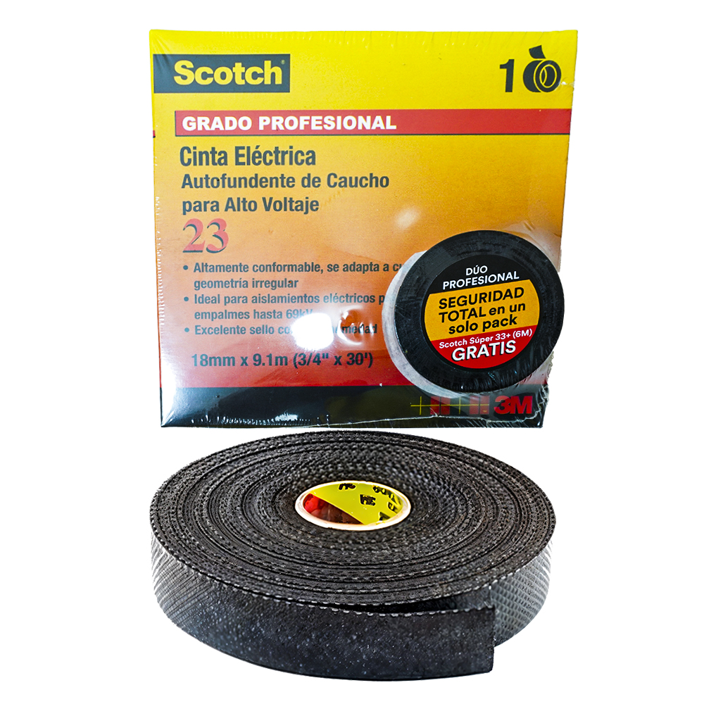 CINTA ELECTRICA AUTOFUNDENTE 9.1 MTS DE ALTO VOLTAJE + OBSEQUIO 33+ 6M SCOTCH 3M (LE000012589)