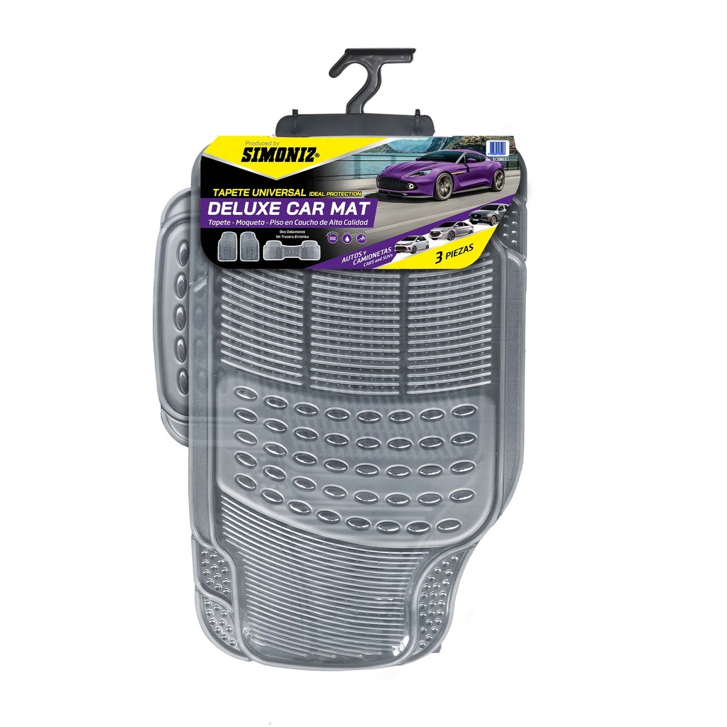 TAPETE PARA AUTO PVC T/PESADO X3 GRIS CRISTAL (109831)