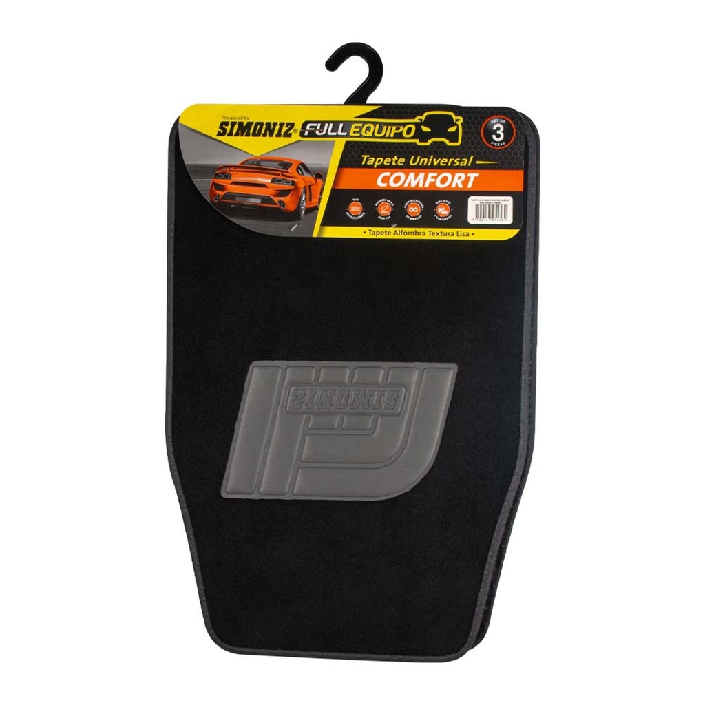 TAPETE PARA AUTO ALFOMBRA UNIVERSAL TKC T/PESADO X3 NEGRO (204852)
