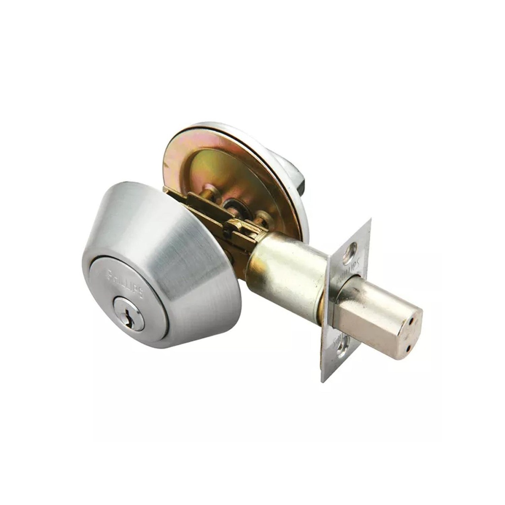 CHAPA CERROJO SEGURIDAD PHILLIPS CROMADA OSLO LLAVE MARIPOSA (6755)