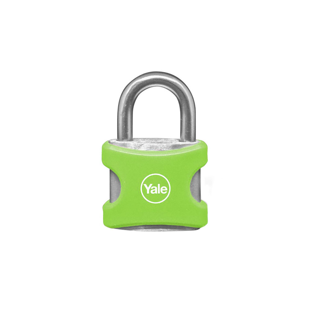 CANDADO YALE ENCAUCHETADO VERDE 25MM ALUMINIO (8857)