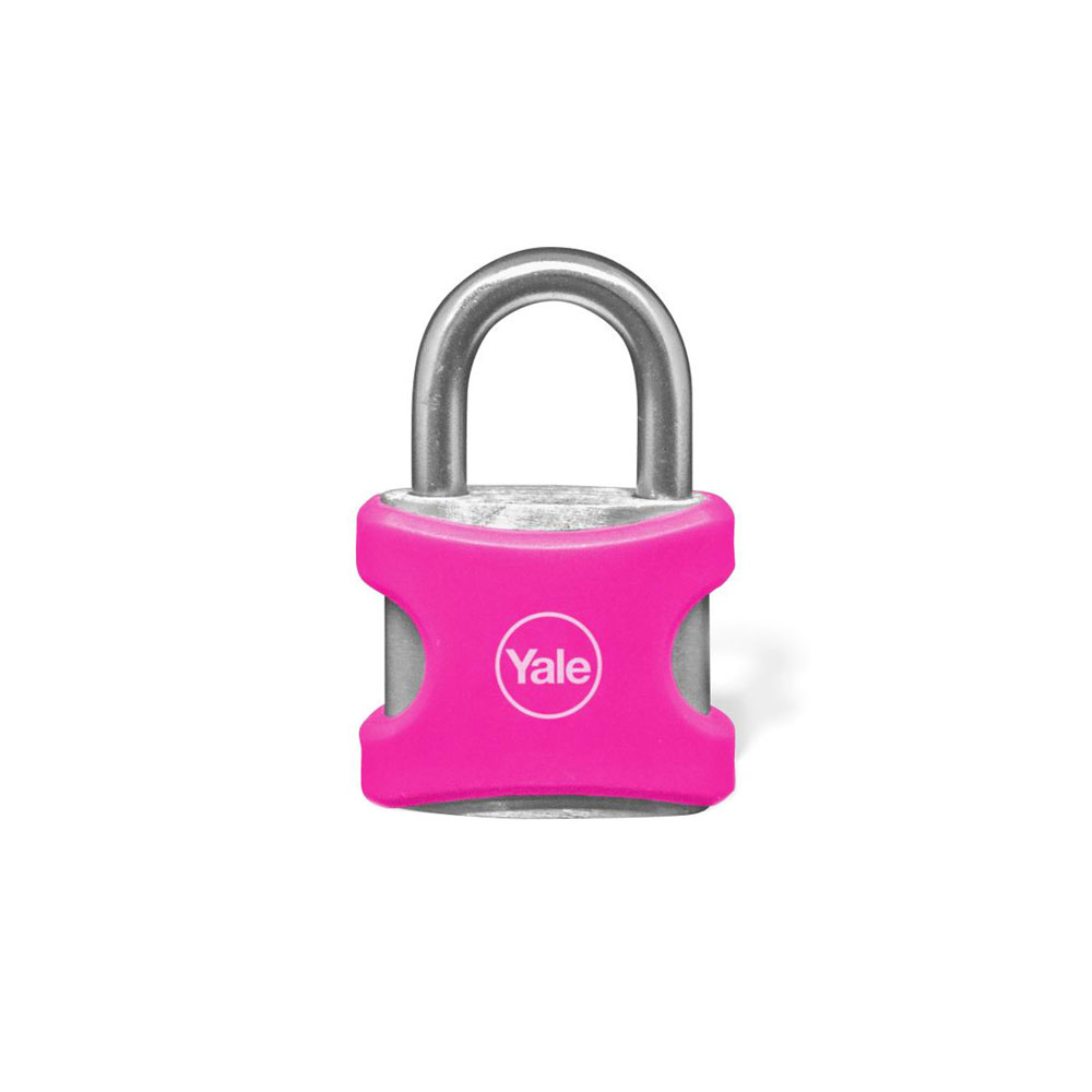 CANDADO YALE ENCAUCHETADO FUCSIA 25MM ALUMINIO (8861)