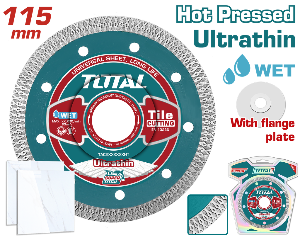 DISCO DIAMANTADO CONTINUO 4 1/2"  CORTE BALDOZA,MARMOL, CERAMICA INDUSTRIAL SUPER TOTAL (TAC2181151HT)
