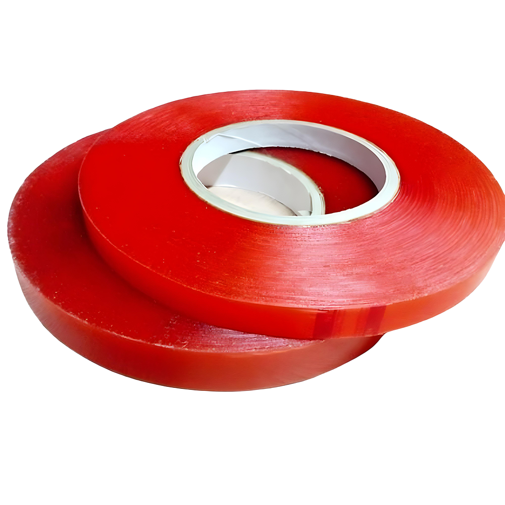 CINTA DOBLE FAZ 3/4" X 20 MTS TRANSPARENTE ROJA (I917)