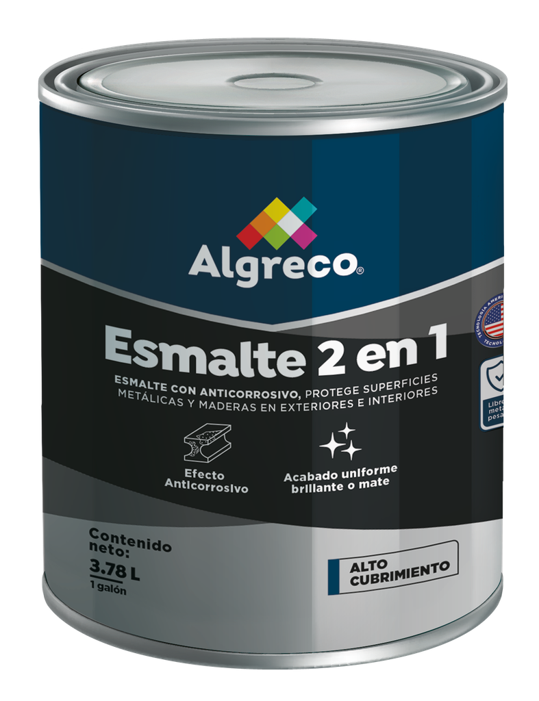 ESMALTE RAPIDO 2 EN 1 NEGRO 1/16 GALON (92330016) ALGRECO