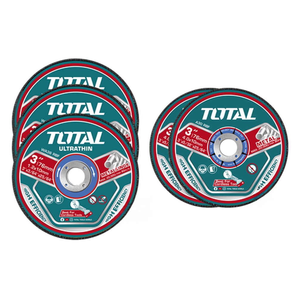JUEGO DE DISCOS DE CORTE 3 " X 5 PZS SUPER TOTAL (TAC303768)