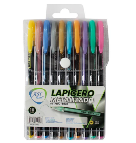 BOLIGRAFO METALIZADO BLISTER X 10 UNDS AH ROYAL (PAC2208)