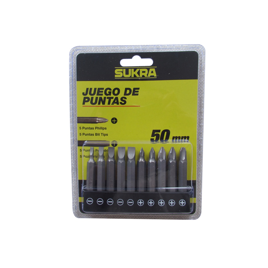 PUNTAS TALADRO JUEGO X 10 PZS SUKRA (55654)