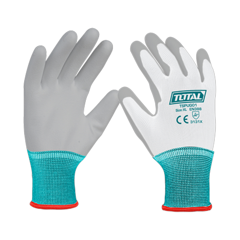 GUANTE POLYESTER XL CON RECUBRIMIENTO DE PU SUPER TOTAL (TSPUG01)(PTV)X1