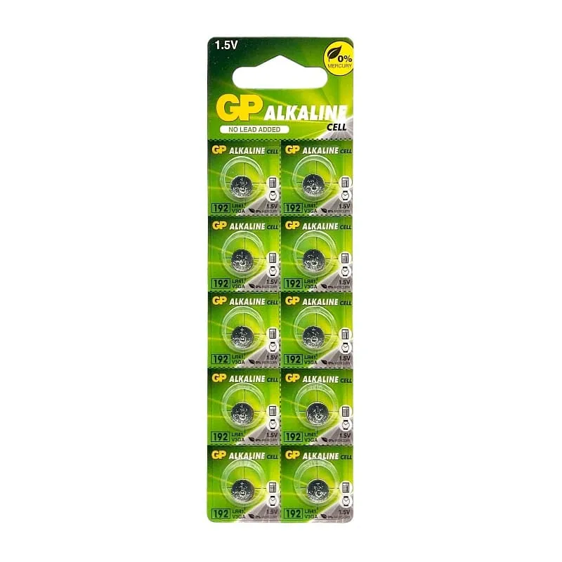 PILA ALKALINA BOTON GP 192 (LR41) 1.5V BLISTER X 10 (PRECIO POR UNIDAD) (GP192-C10)