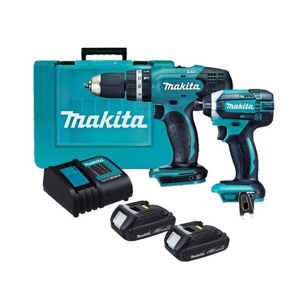 COMBO MAKITA (DLX2142SY) TALADRO INALAMBRICO 1/2" 18V  (DHP453) + ATORNILLADOR INALAMBRICO 18V (DTD152) CAJA PLASTICA + 2 BATERIAS + CARGADOR