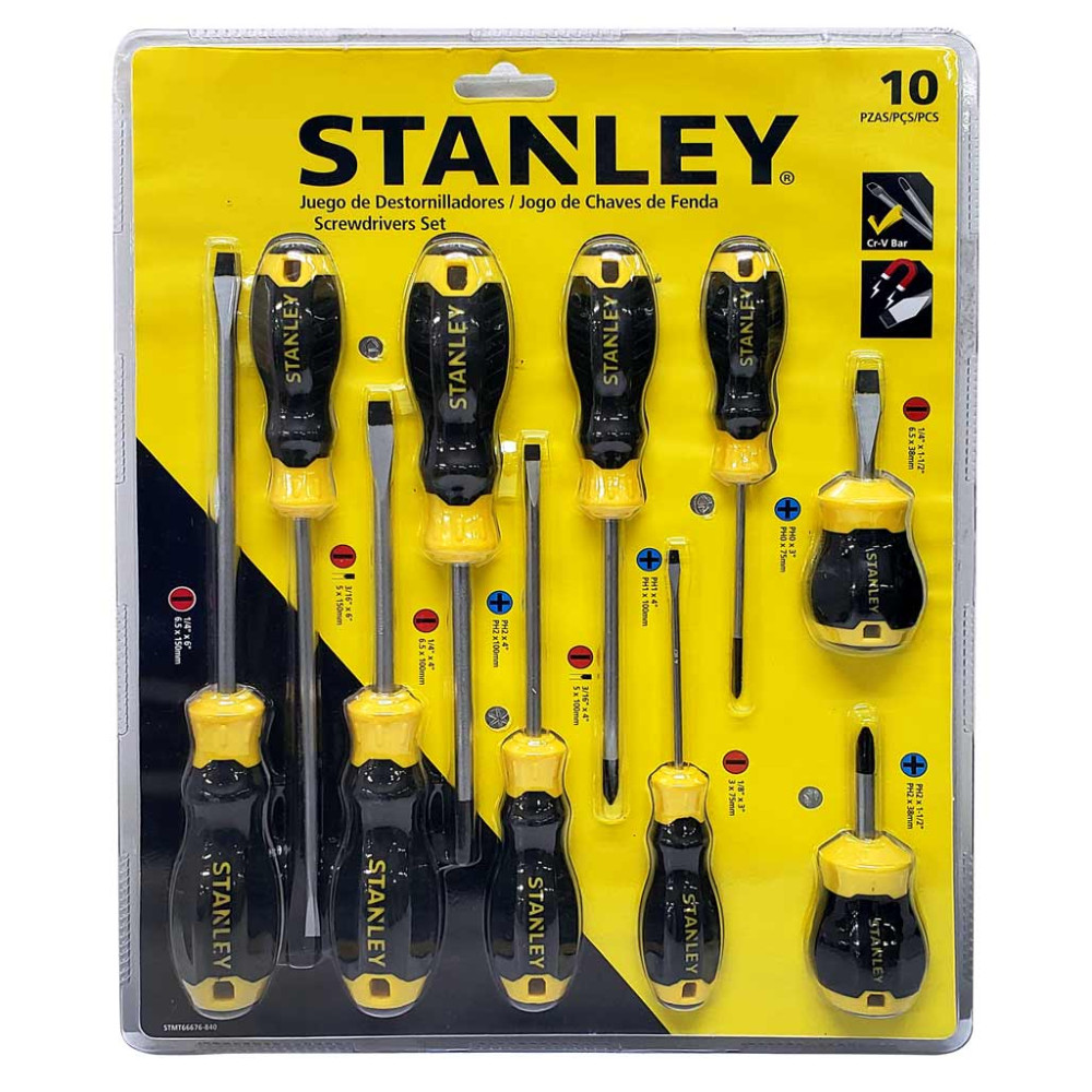 DESTORNILLADOR STANLEY  X 10 (JUEGO) CR-V (STMT66676-840)