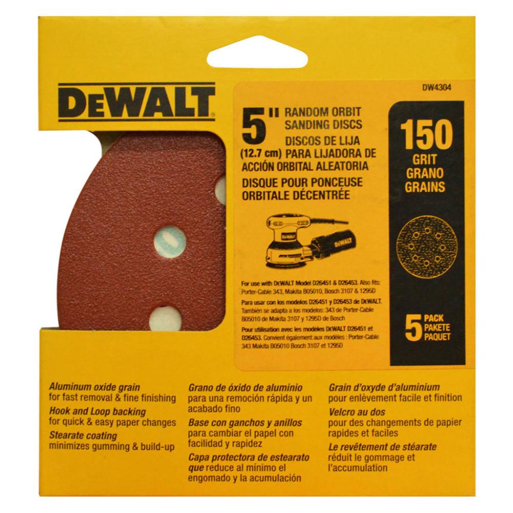 DISCO VELCRO DEWALT X5 - 5''  ROJO GRANO 150 (DW4304)