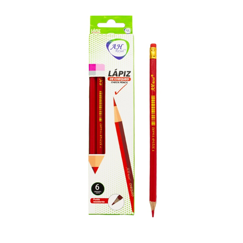 LAPIZ  AHROYAL ROJO DE CHEQUEO X 6 UND [PAC3629-1210]