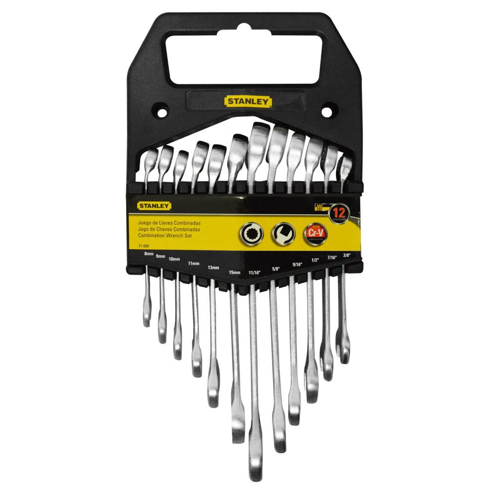 LLAVE MIXTA STANLEY JUEGO X 12 MM / PULG (8-15)(3/8-11/16) (71-608)