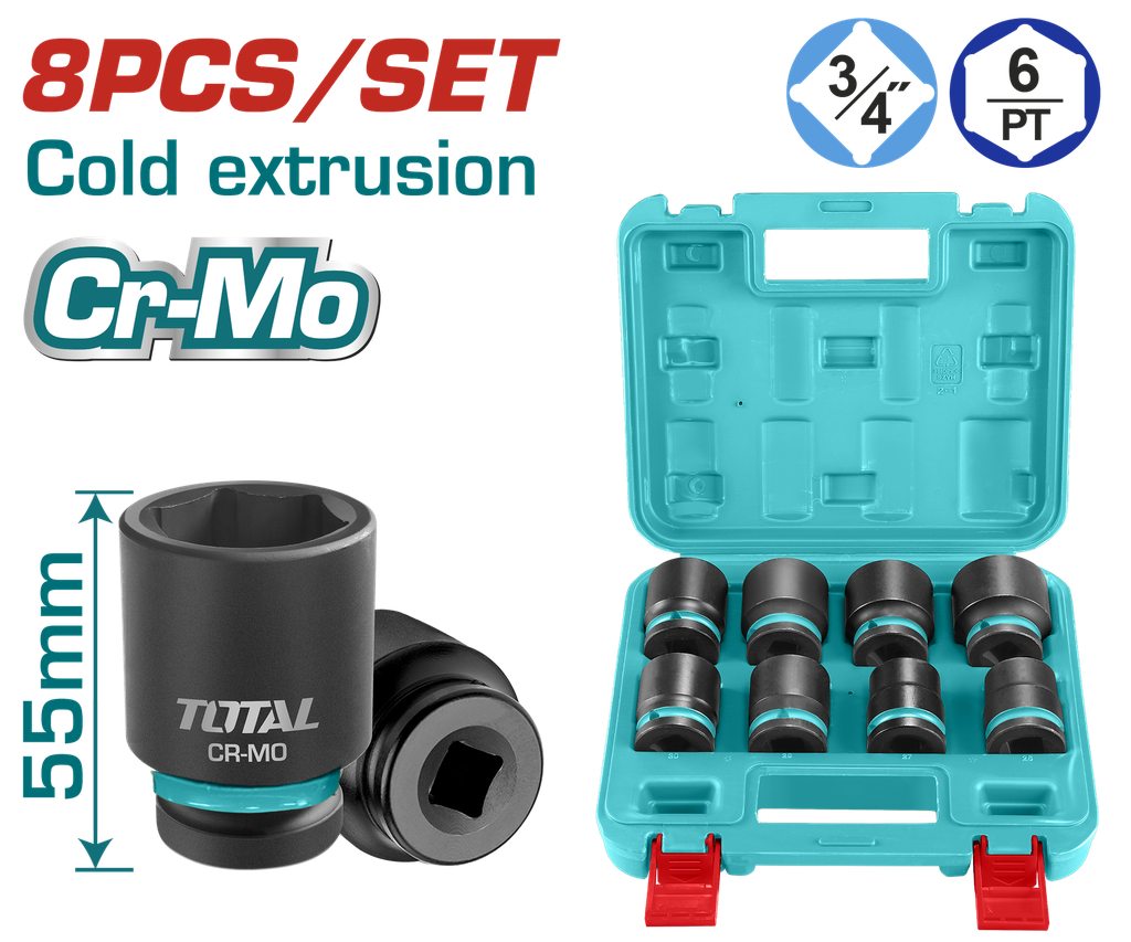 COPAS DE IMPACTO 3/4 JUEGO X 8 PZS 26 - 35 MM INDUSTRIAL SUPER TOTAL (THKISD34081)