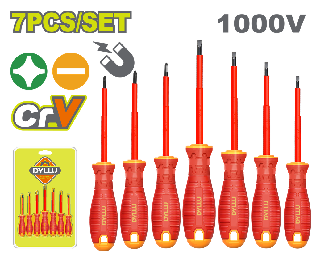DESTORNILLAD AISLADO 1000V JUEGO X 7 PZS DYLLU (DTSS7407)