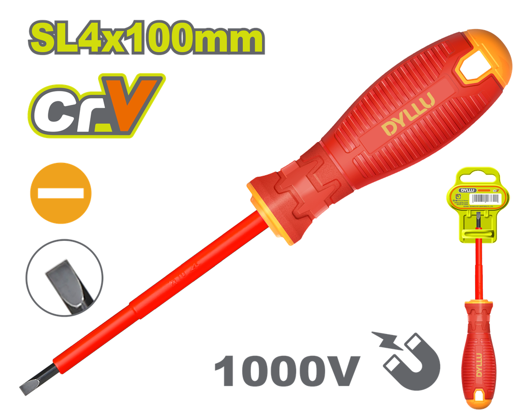 DESTORNILLADOR (-)  4" AISLADO 1000V DYLLU (DTSD7244)