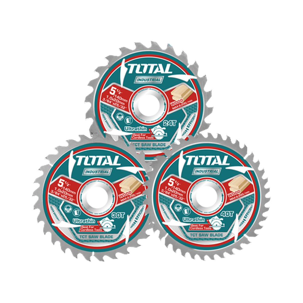 DISCO CORTE MADERA 5  1/2" JUEGO X 3 UNIDADES INDUSTRIAL  SUPER TOTAL (TAC236140)